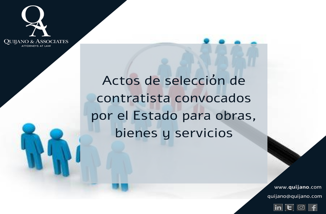 Actos de selección de contratista convocados por el Estado para obras, bienes y servicios